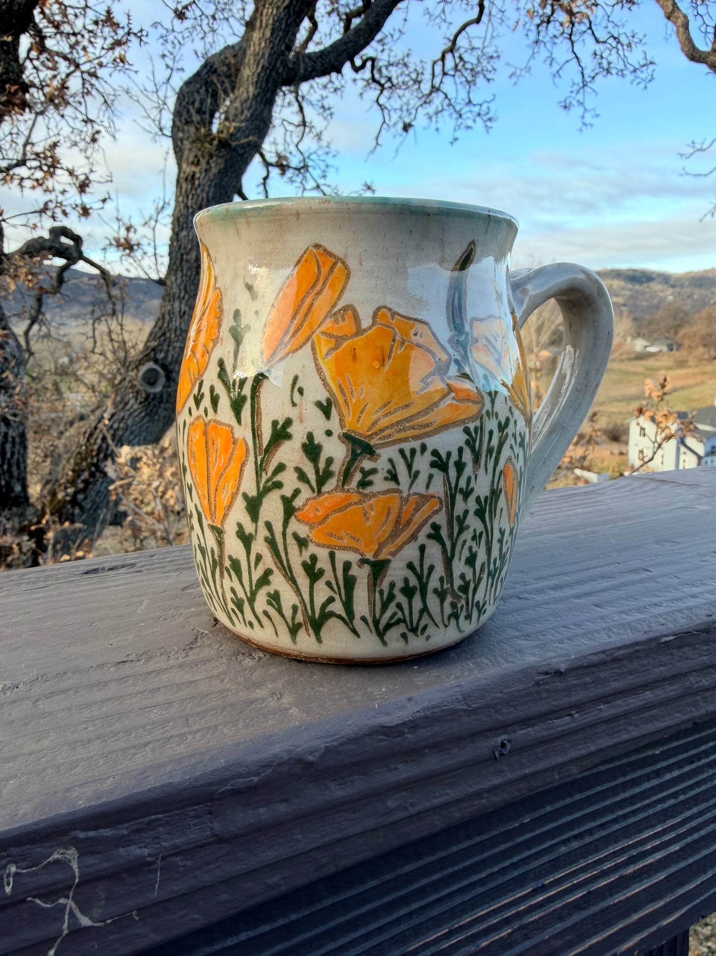 California Quail with Poppies Mug