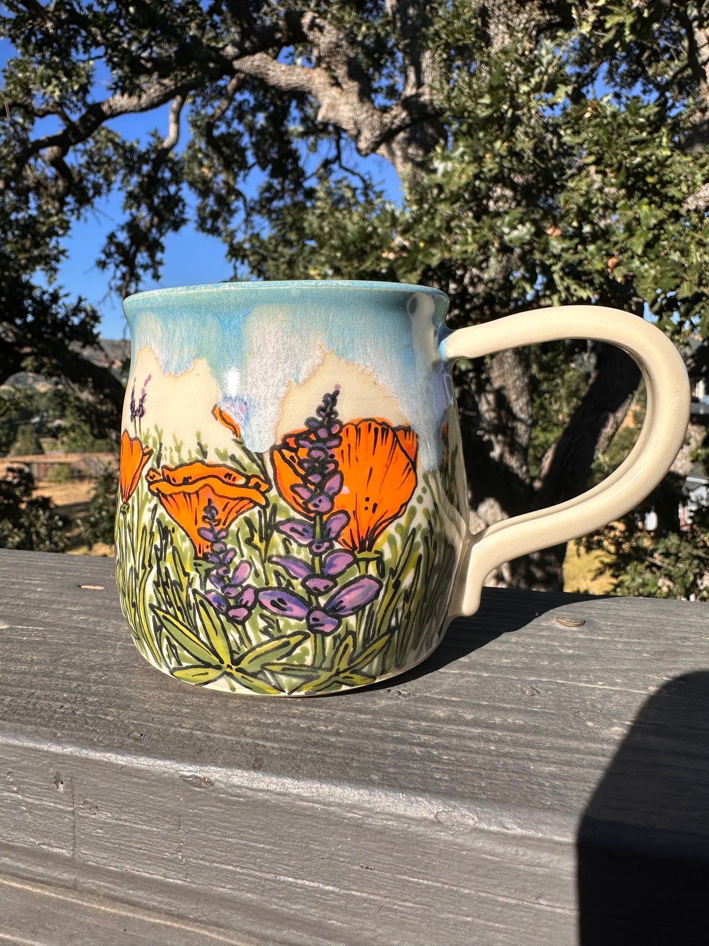 California Poppy and Lupine mug