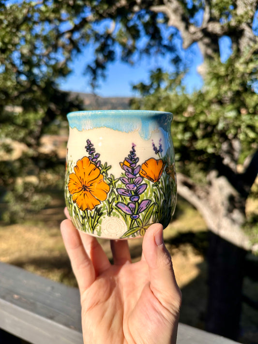 California Poppy and Lupine mug