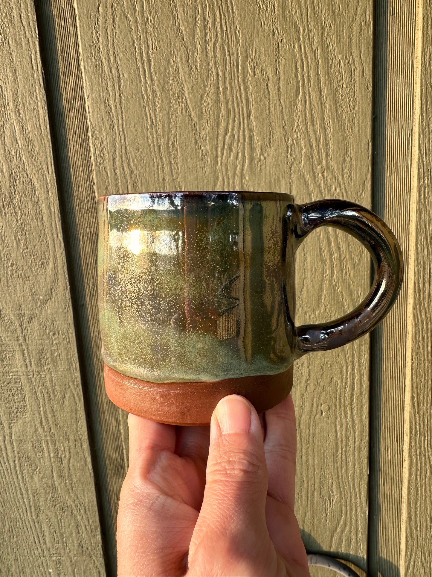 Green Metallic Stoneware Mug