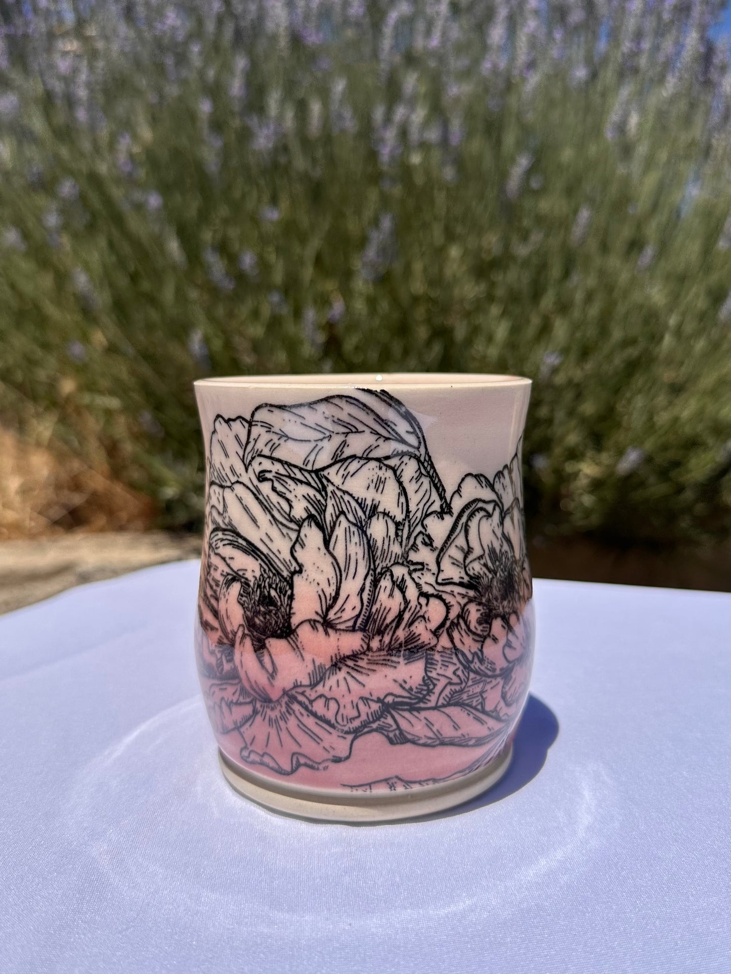 Pink Ombré Peony Mug