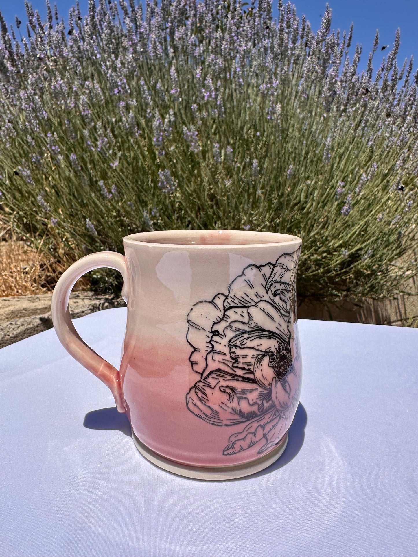 Pink Ombré Peony Mug